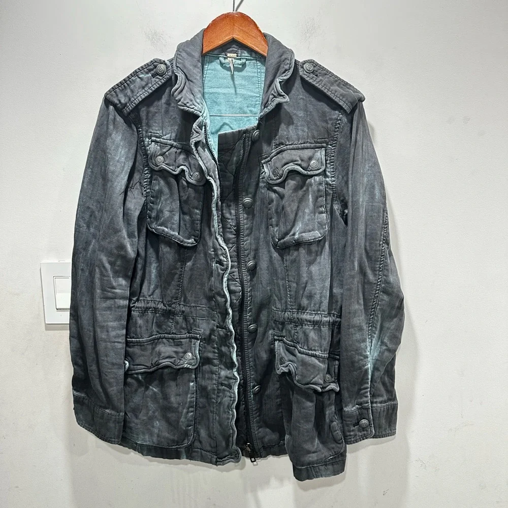 Free People Cotton Twill Military Jacket